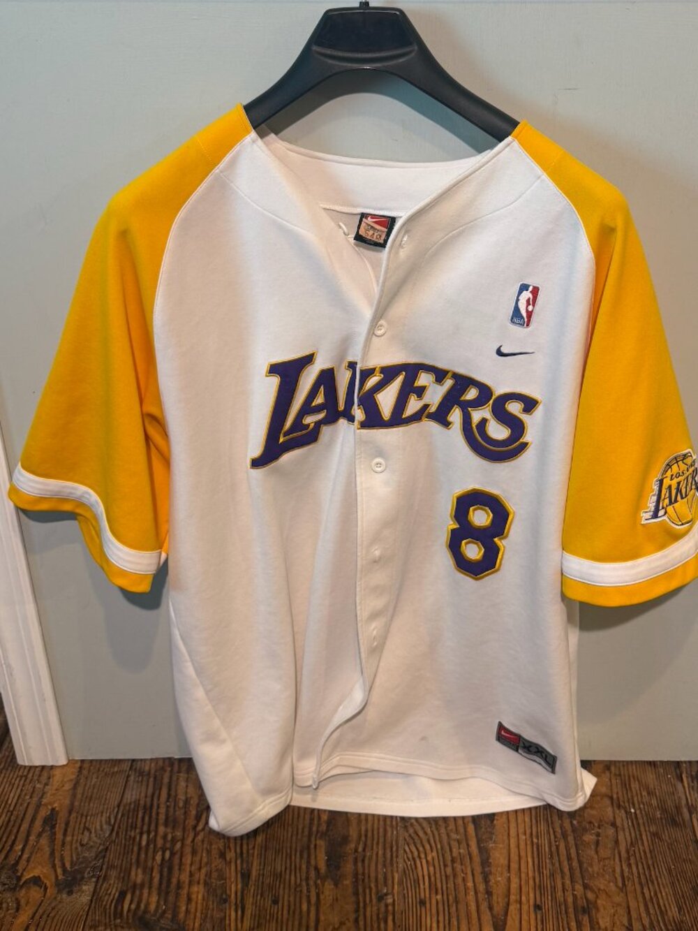 Kobe Bryant Nike Los Angeles Lakers Baseball Jersey Men XXL Sewn Button Up RARE!